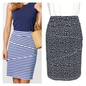 J. McLaughlin Nicola Bias Tiered Pull-On Skirt Navy Speckled Catalina Cloth XS